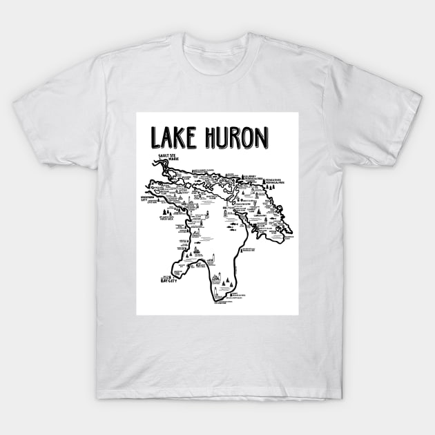 Lake Huron Map T-Shirt by fiberandgloss